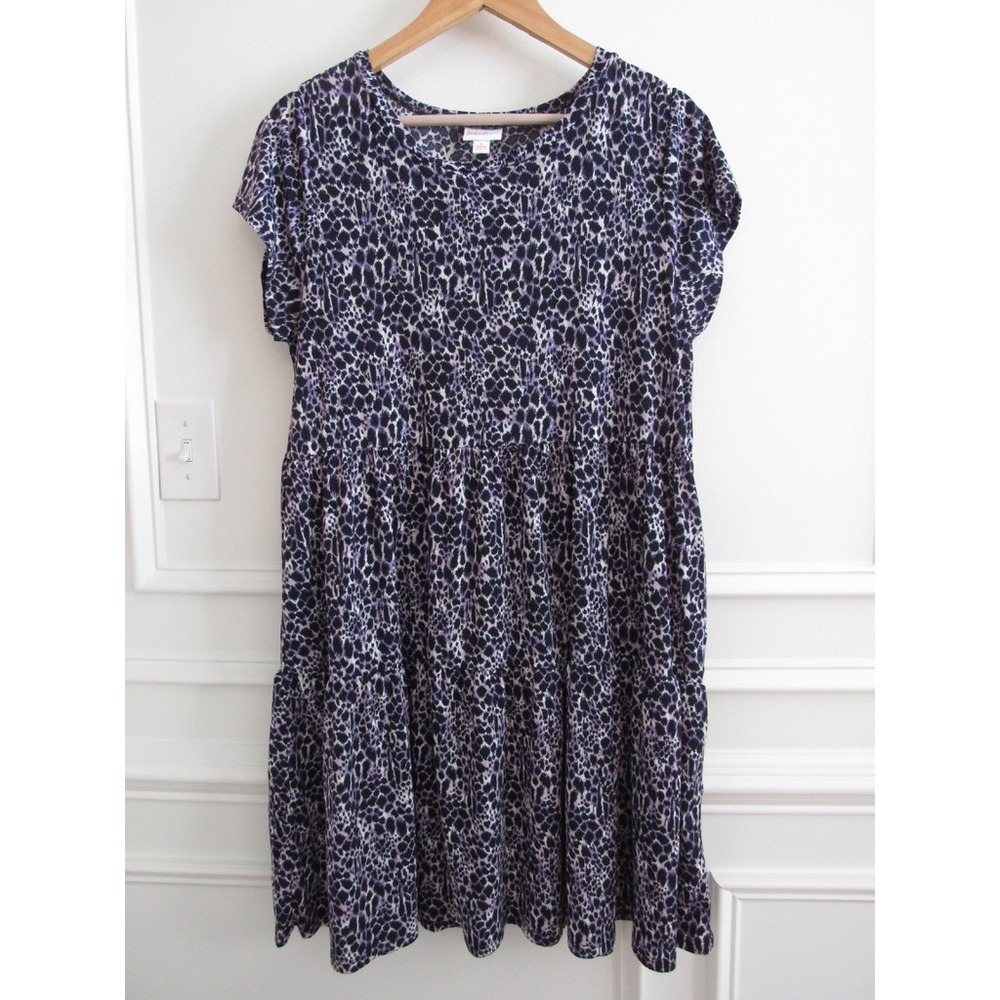 LuLaRoe Ariel Dress S Animal Print Tiered Short Sleeve